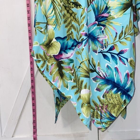 Tommy Bahama Sun Kissed Tropical Scarf Dress In Swimming Pool Blue Small Medium - Picture 12 of 13